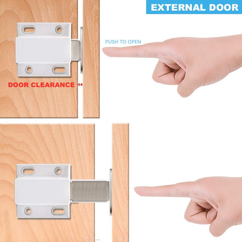 Renashed 10 Pack Magnetic Push Latch Catch Push to Open Latch Pressure Touch Release Cabinet Catch for Doors Drawers Release Latch Kitchen Drawer Push Catch Pop Out Latch (White) - Image 5